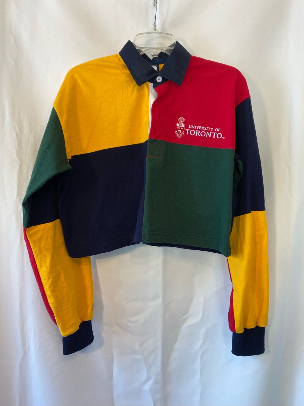 Barbarian Rugbywear Women's Preppy Cropped Colour blocked Polo Shirt LG U OF T